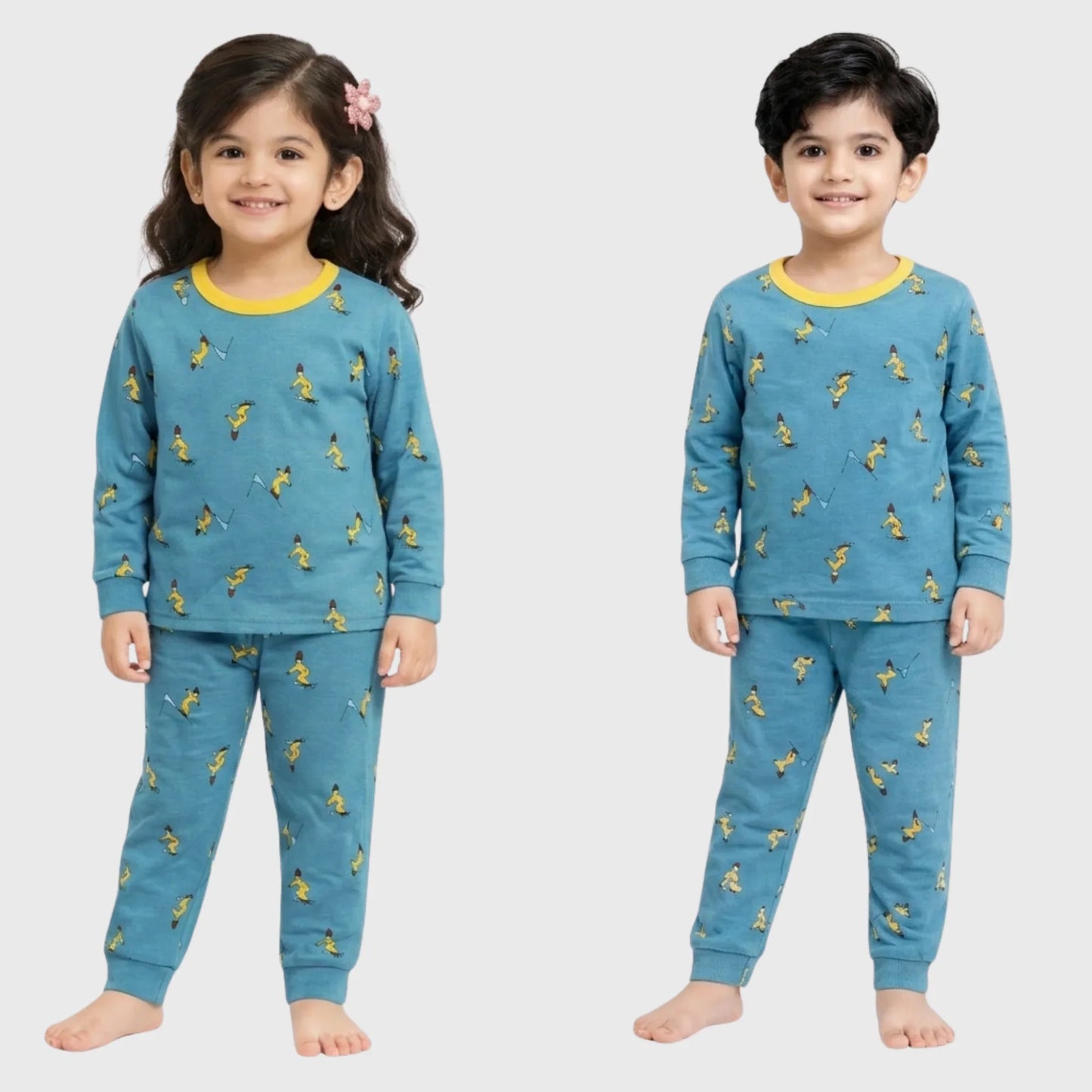 Kids' Teal Skiing Character Trouser Set
