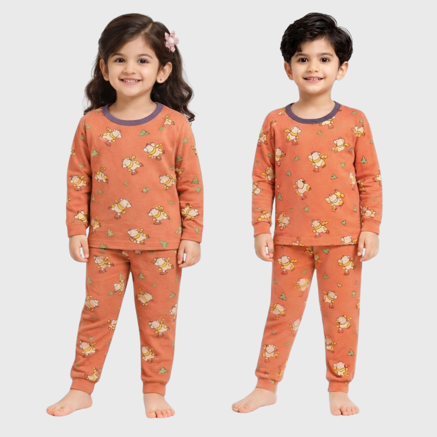 Kids' Rust Bear Print Trouser Set