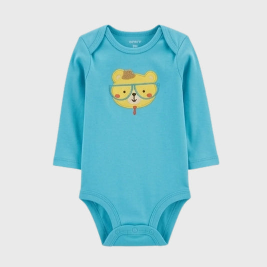 Long-Sleeve Turquoise Bear Bodysuit