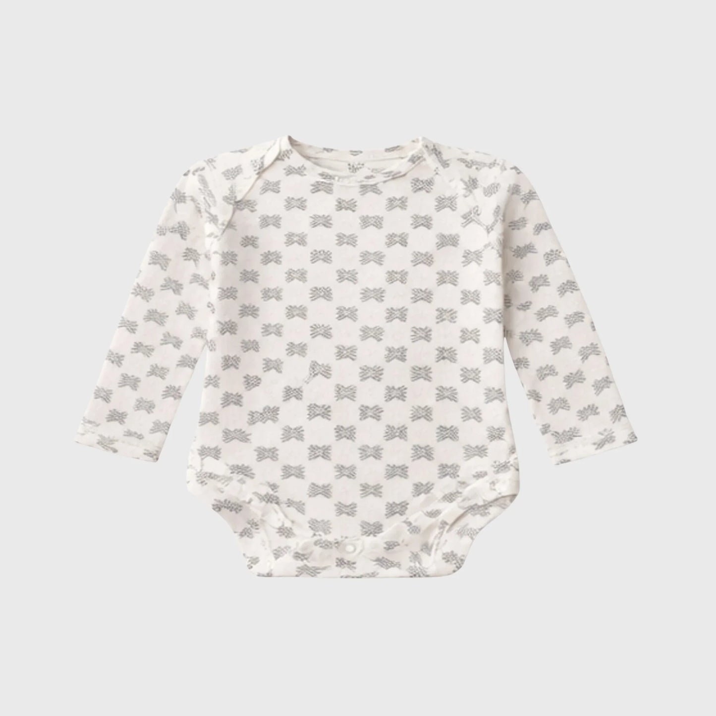 Long-Sleeve Gray Patterned Bodysuit