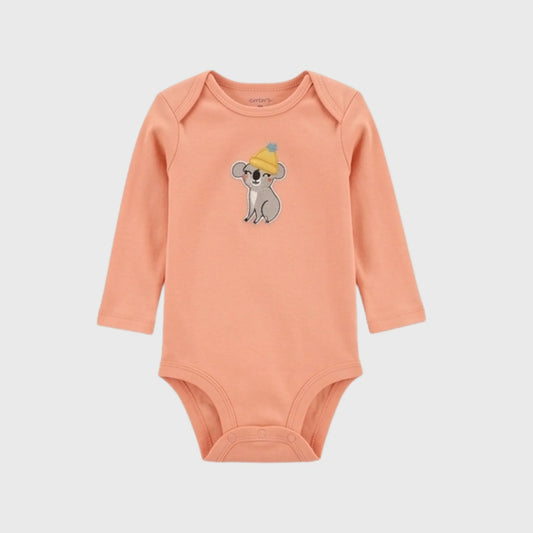 Long-Sleeve Koala Peach Bodysuit