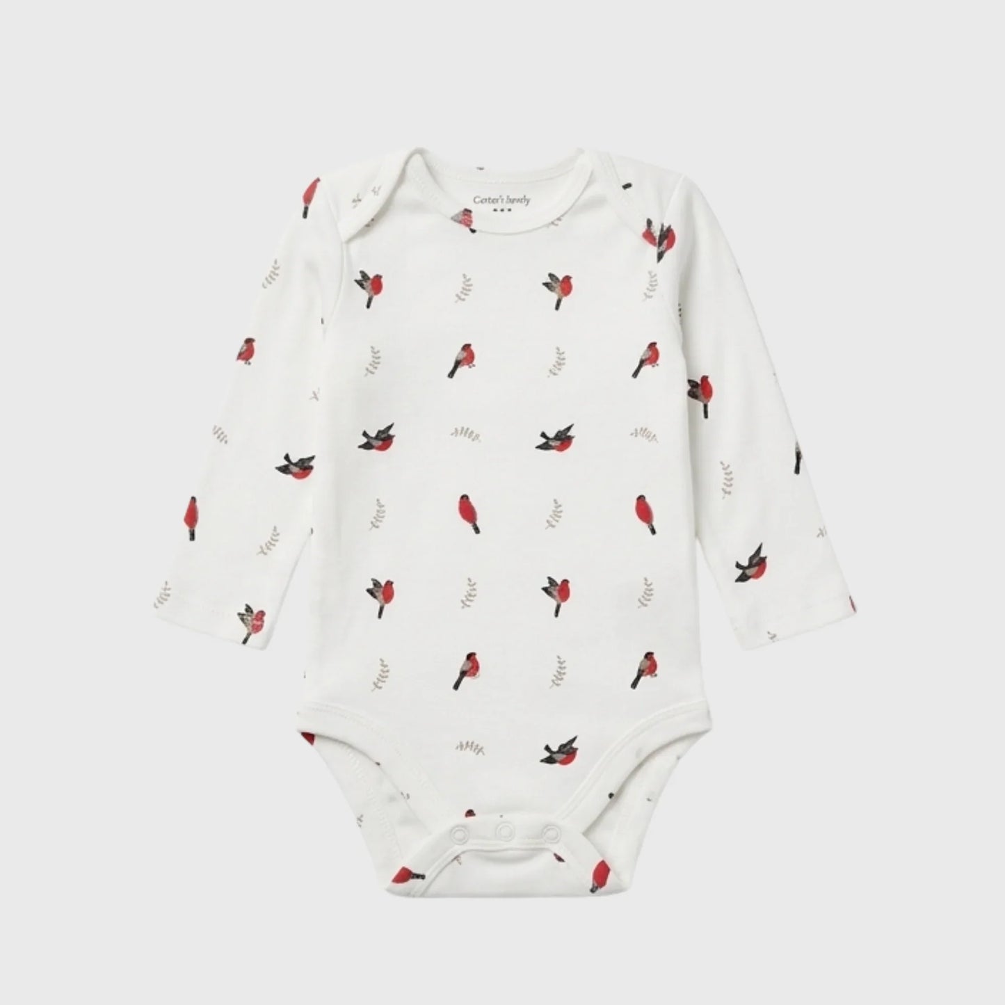 Long-Sleeve Red Bird Print Bodysuit