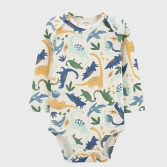 Long-Sleeve Colorful Dinosaur Bodysuit