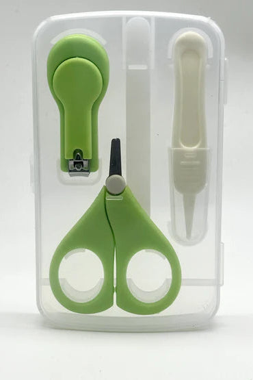 4-in-1 Baby Manicure Set with Storage Box – Nail Clippers, Scissors, File & Tweezers