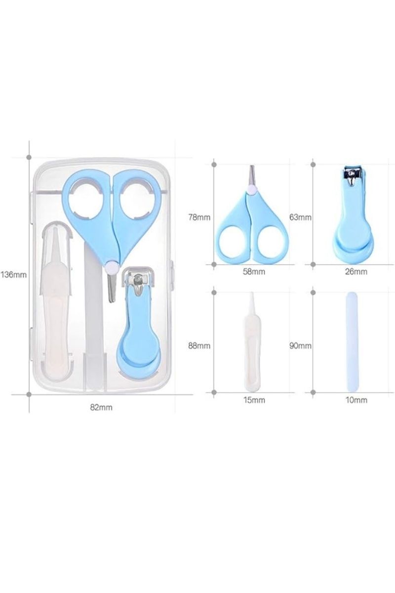 4-in-1 Baby Manicure Set with Storage Box – Nail Clippers, Scissors, File & Tweezers