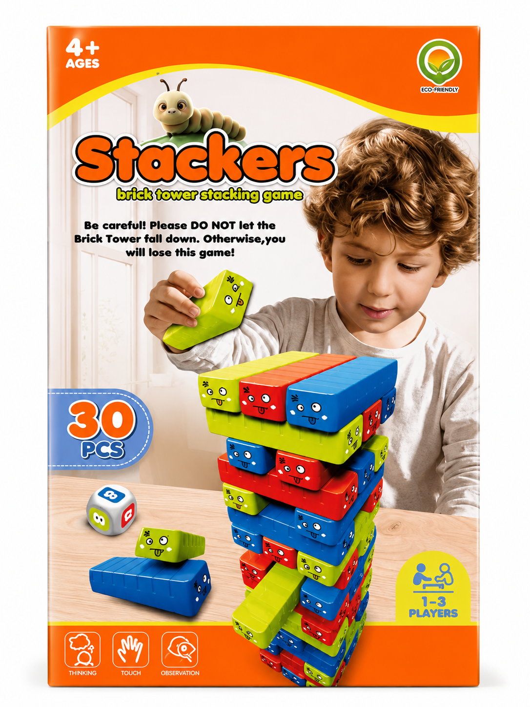 Stackers 30-Piece Brick Tower Stacking Game for Kids (Ages 4+)