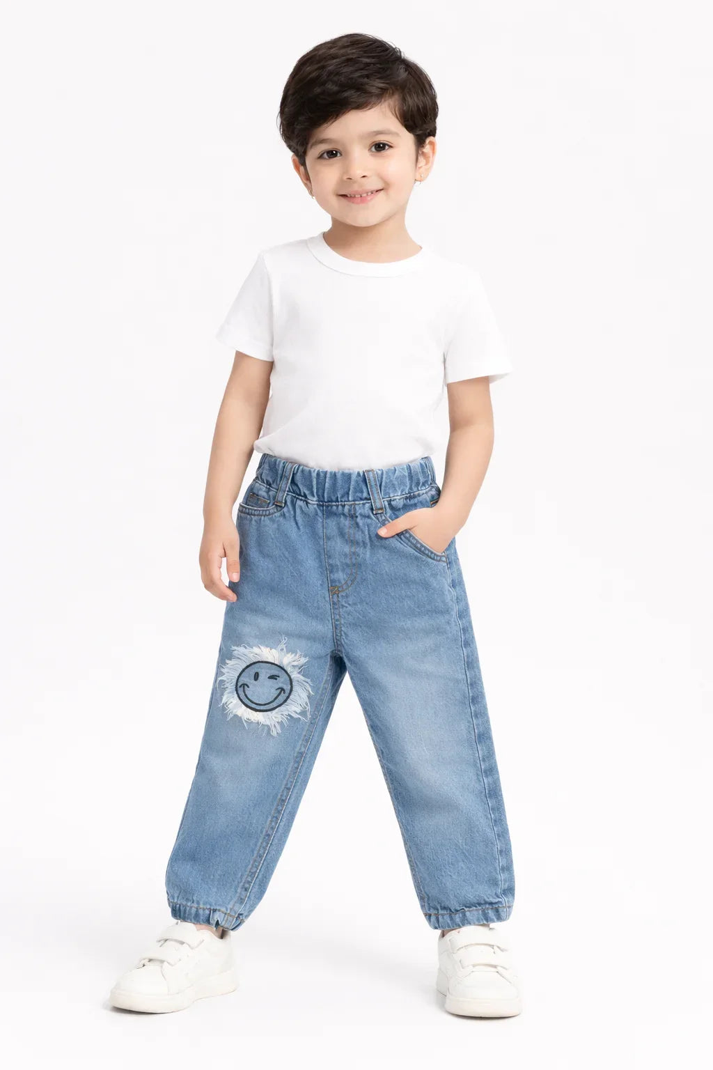 Kids' Smiley Graphic Denim Pants