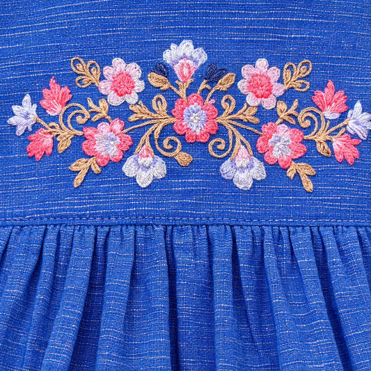 Royal Blue Frock Embroidered| Ages 2-7 Years