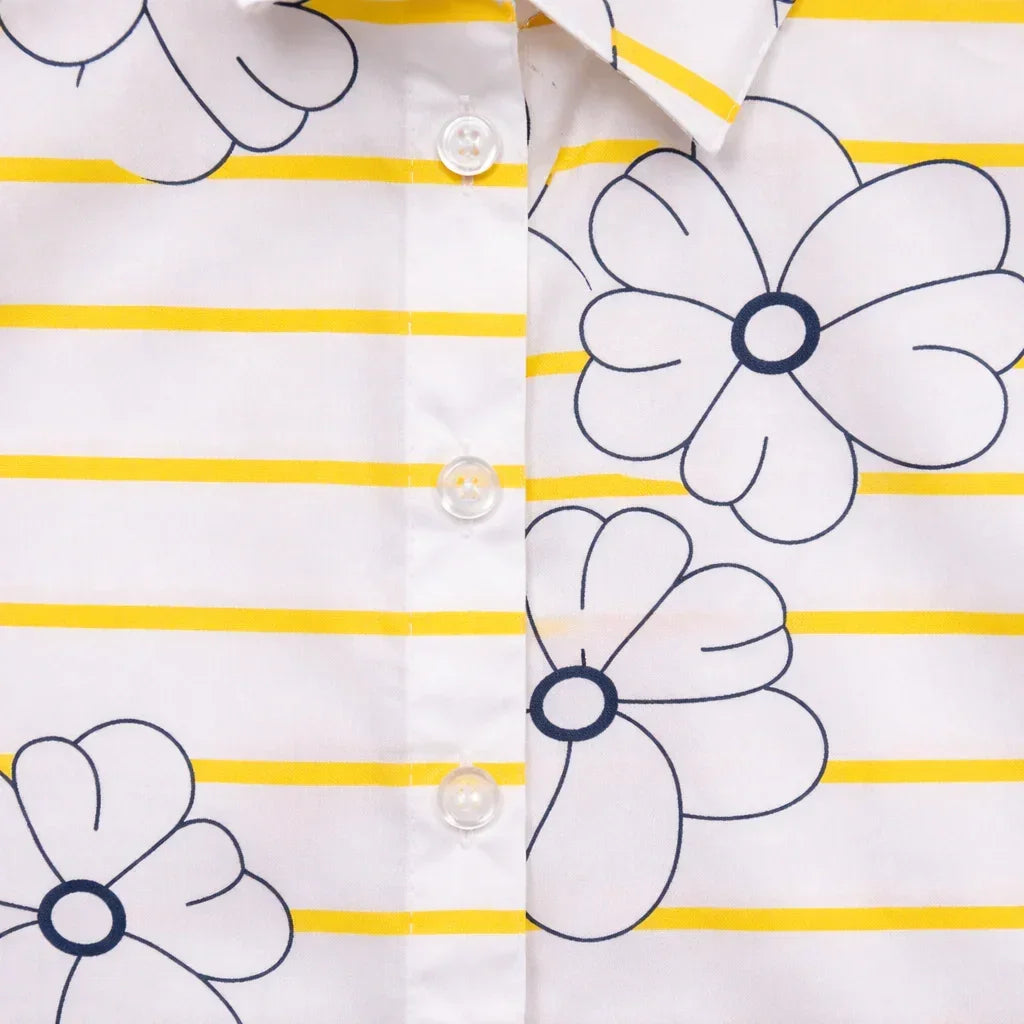 White And Yellow Button-Down Shirt | (6-14YRS)