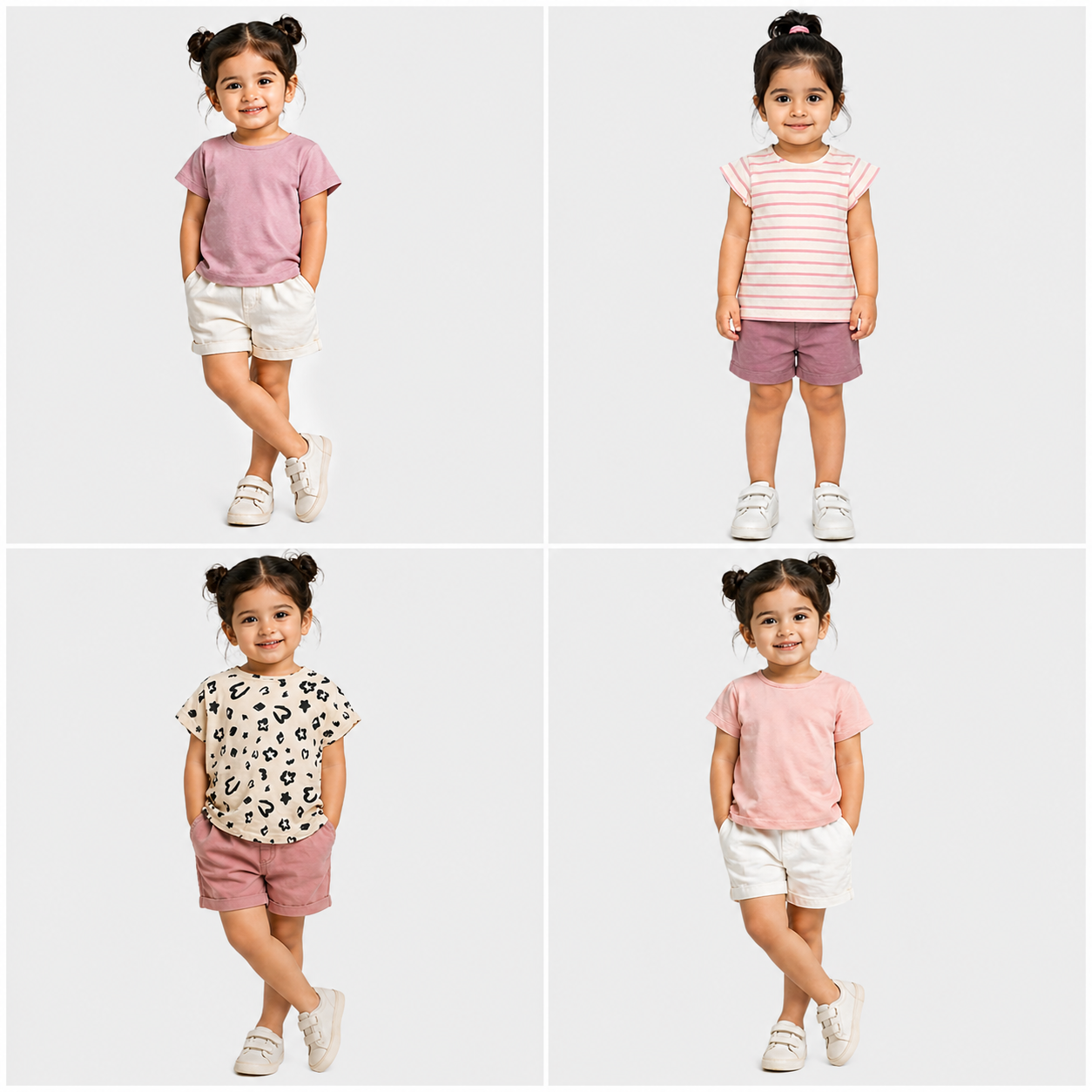 Girls Pack of 4 Cotton Graphic Tees