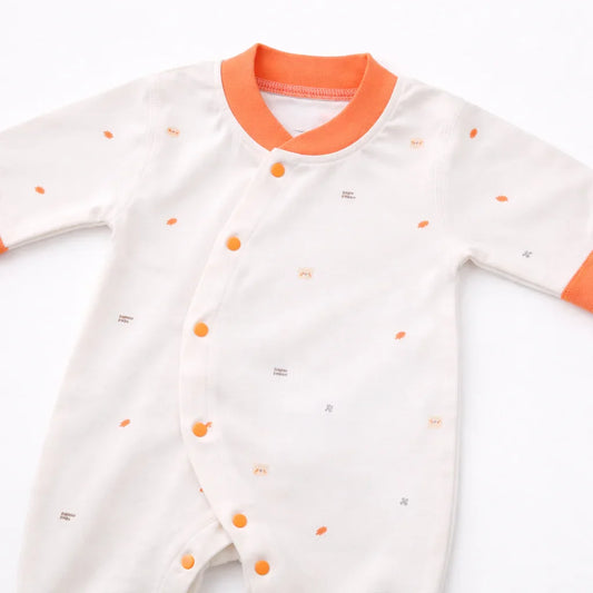 Beige & Orange Soft Cotton Baby Romper