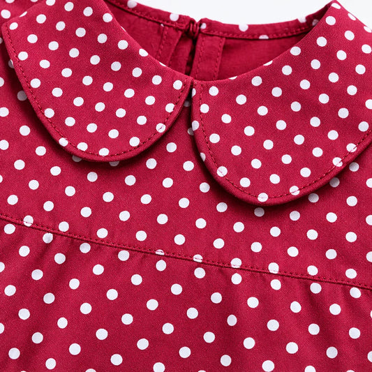 Polka Dot Sleeveless A-Line Dress for Girls – Maroon