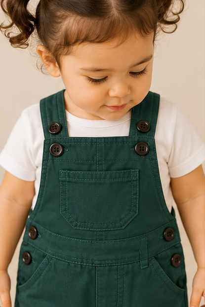 Unisex Baby & Toddler Short Dungaree – Green