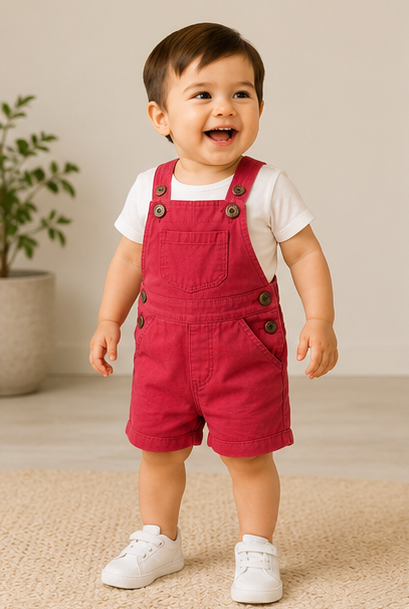 Baby Short Dungaree – Red