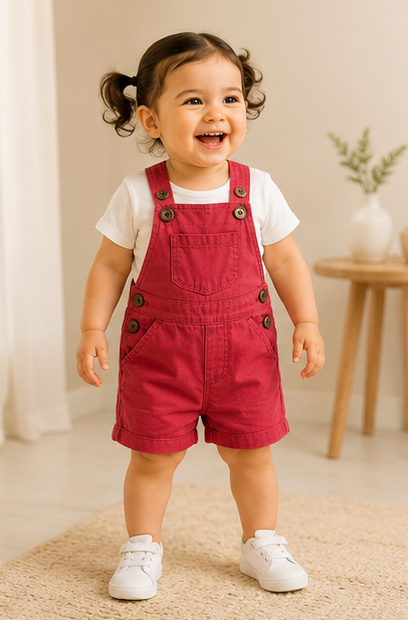Baby Short Dungaree – Red