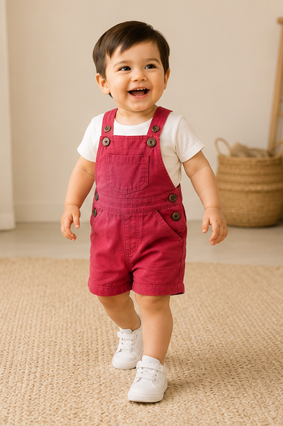 Baby Short Dungaree – Red