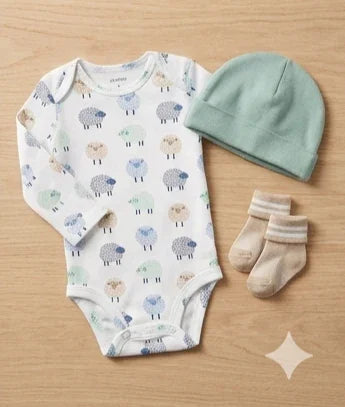 Long-Sleeve Sheep Print Bodysuit