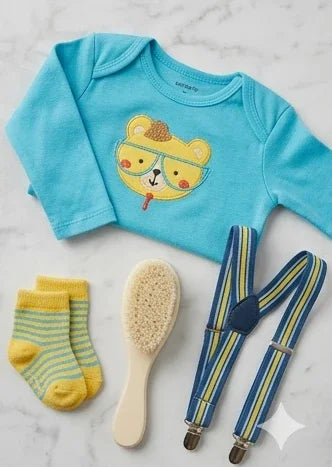 Long-Sleeve Turquoise Bear Bodysuit