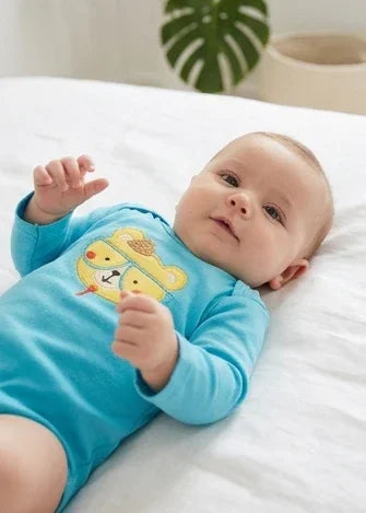 Long-Sleeve Turquoise Bear Bodysuit