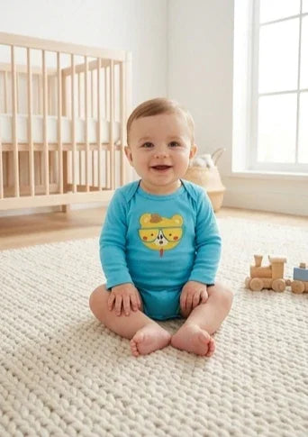 Long-Sleeve Turquoise Bear Bodysuit