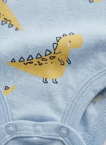 Long-Sleeve Blue Dinosaur Bodysuit