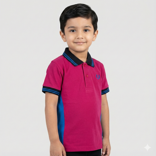 Maroon & Blue Polo Shirt | 2-14 Years