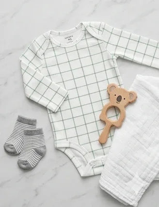 Green Windowpane Grid Bodysuit