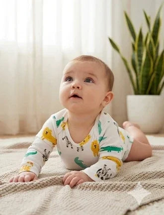 Long-Sleeve Safari Animal Baby Bodysuit