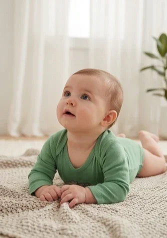 Long-Sleeve Sage Green Raccoon Bodysuit