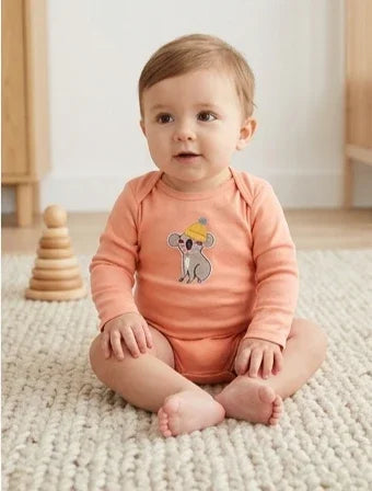 Long-Sleeve Koala Peach Bodysuit