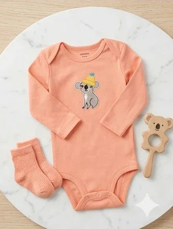 Long-Sleeve Koala Peach Bodysuit