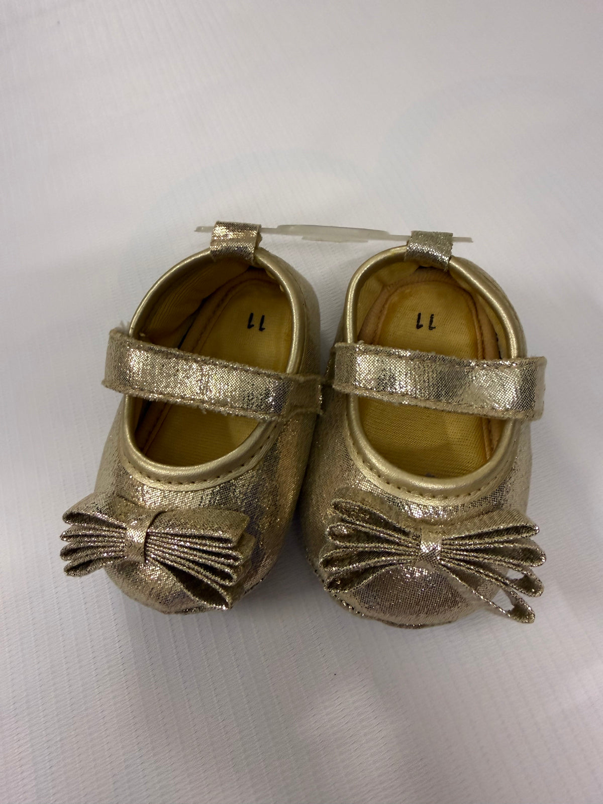 Golden Bow Detail Baby Shoes