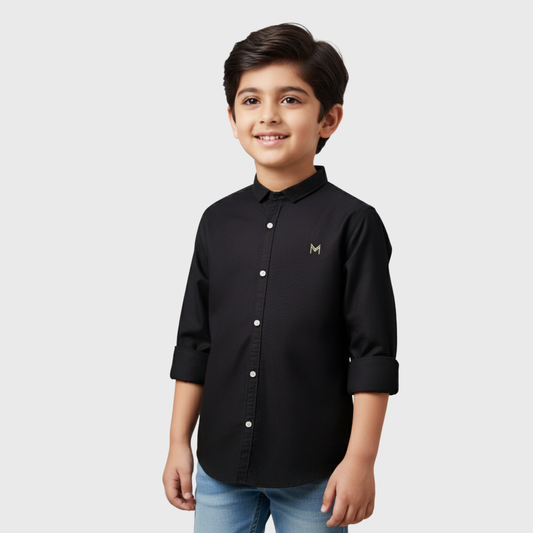 Black Button-Down Shirt  | Ages 2-10 Years
