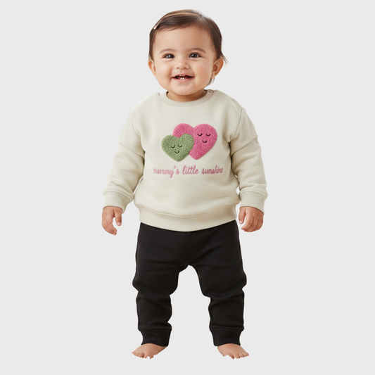 Children's Long Sleeve Top with Embroidered Floral Design