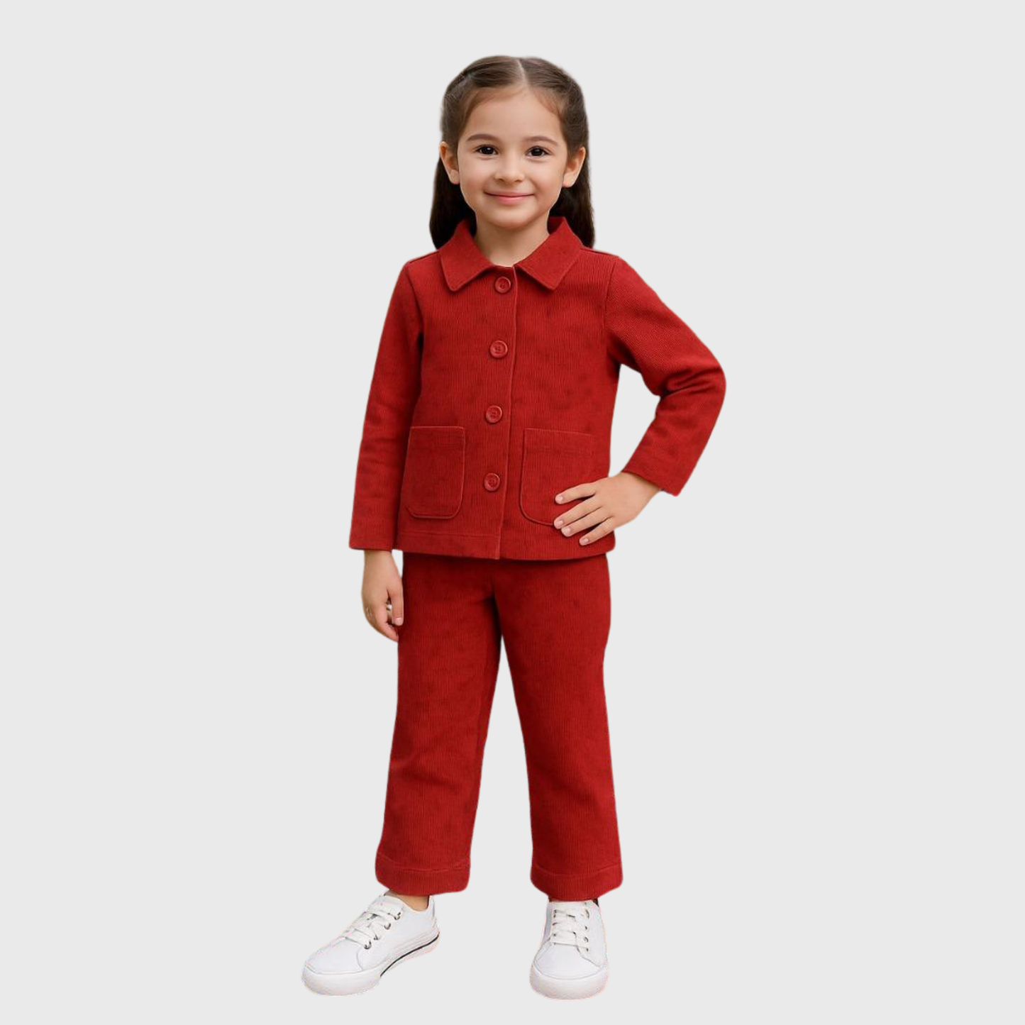 Girls Red Corduroy Suit Set 1-6 Years