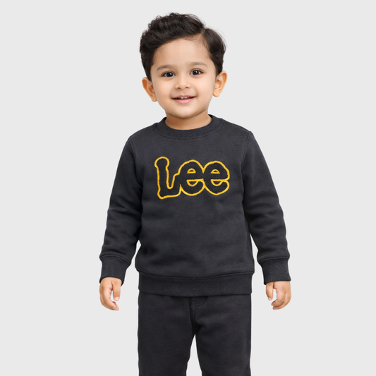 MM Boys Club Black Trouser Shirt Set with Bold Embroidered Graphic