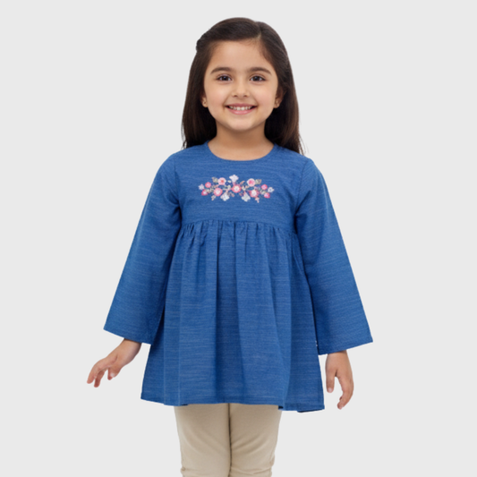 Royal Blue Frock Embroidered| Ages 2-7 Years