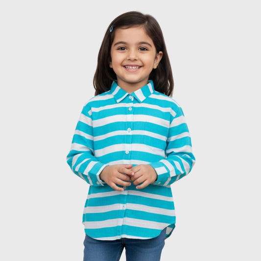 Blue and White Button-Down Shirt | (6-14YRS)