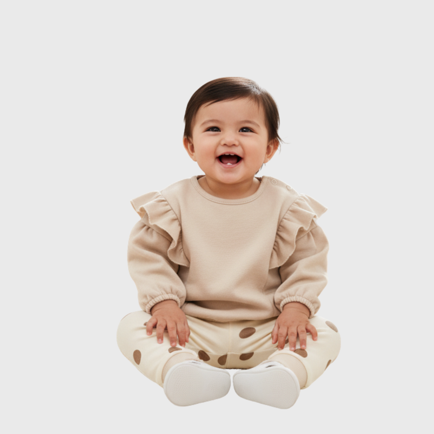 Fleece Frilled Crew & Ribbed AOP Legging Set – Minor Fault (3–24 Months)