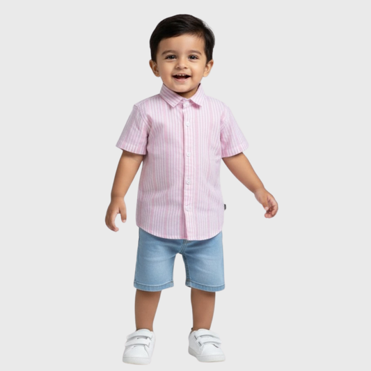 Pink Striped Button Down Shirt Green | (12M - 6YRS)