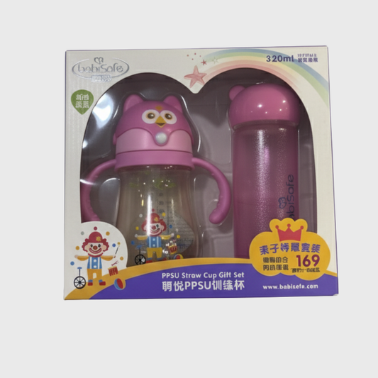 BabiSafe Premium PPSU Straw Cup & Bottle Gift Set (320ml)
