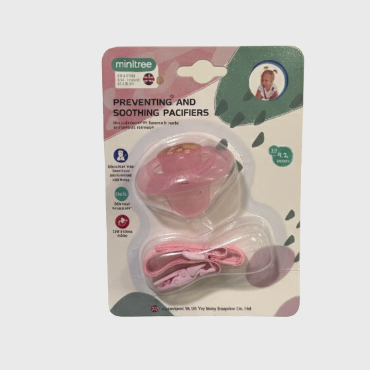 Minitree Soothing Pacifier & Clip Set (Pink)