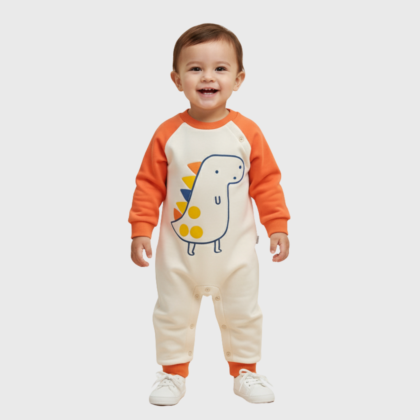 "Warm Sherpa Fleece Romper | Unisex Baby & Toddler Dino Jumpsuit"