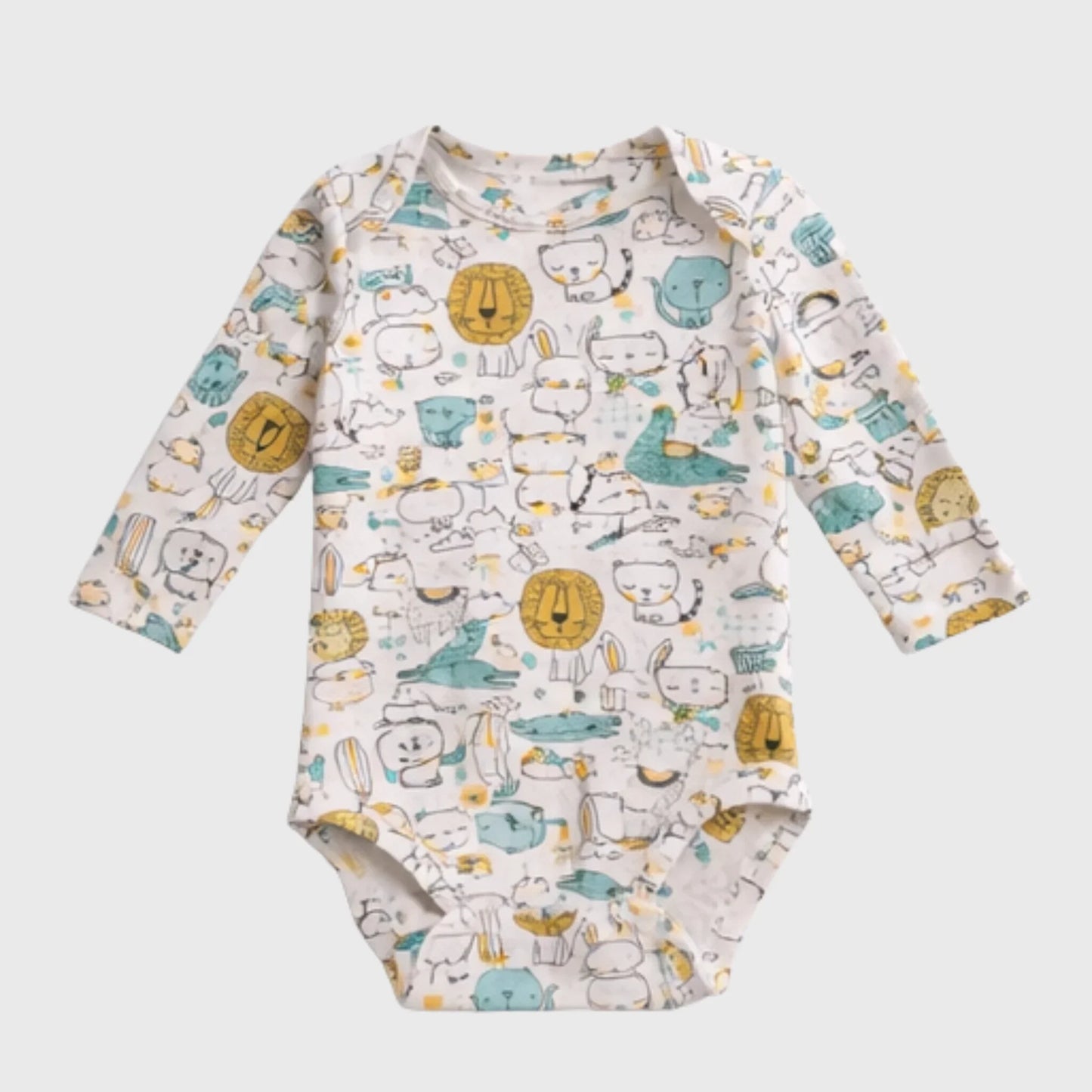 Long-Sleeve Animal Check Bodysuit