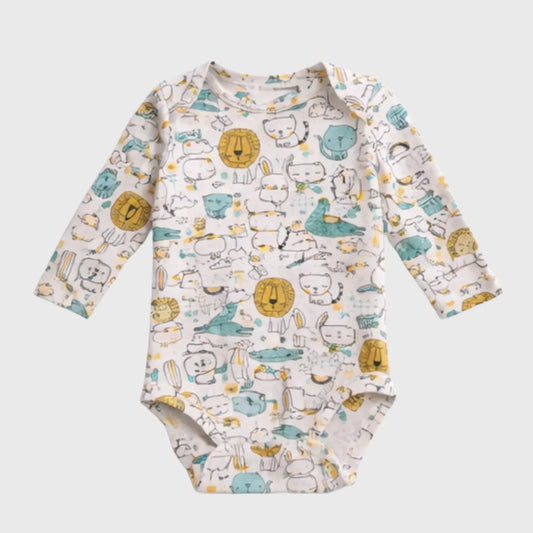 Long-Sleeve Animal Check Bodysuit
