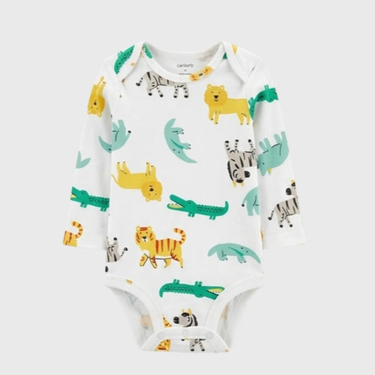 Long-Sleeve Safari Animal Baby Bodysuit