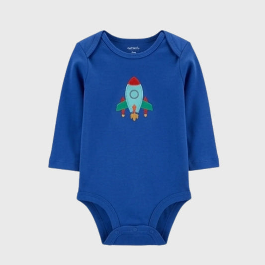 Long-Sleeve Rocket Ship Baby Bodysuit