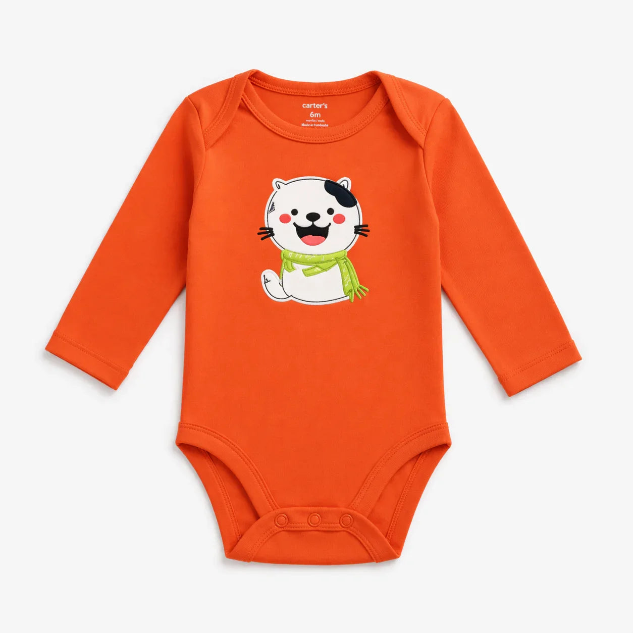 Long-Sleeve Orange Cat Bodysuit