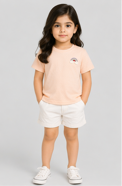 Girls Soft Breathable Peach Summer T-Shirt