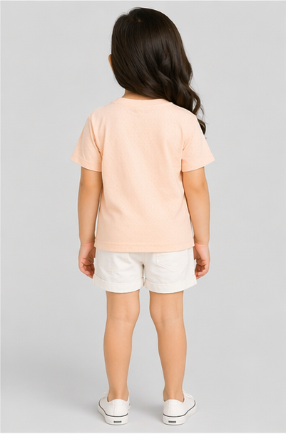 Girls Soft Breathable Peach Summer T-Shirt